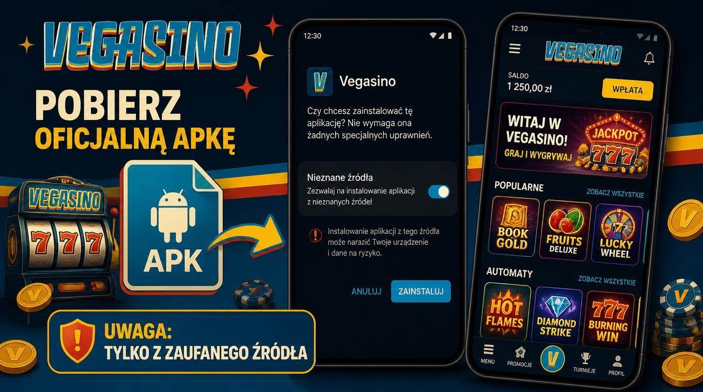 ekran instalacji apki Vegasino na Androidzie z ostrzeżeniem Nieznane źródła
