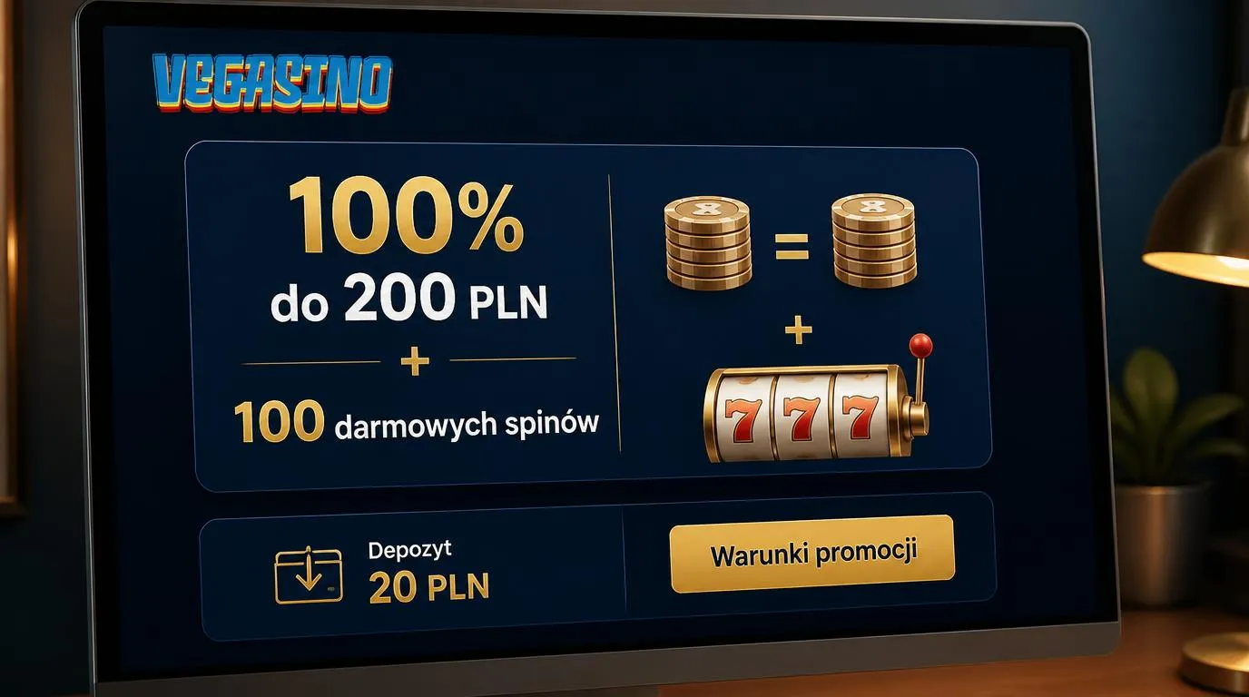 Panel bonusu powitalnego z dopasowaniem 100% do 200 PLN, 100 darmowymi spinami i depozytem 20 PLN